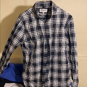 Black plaid Express button shirt